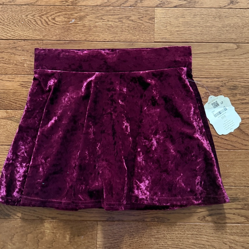 Altar’d State Skirt Crushed Red Burgundy Velvet NWT Mini Skirt